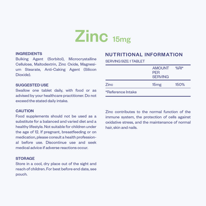 Zinc Tablets - 15mg